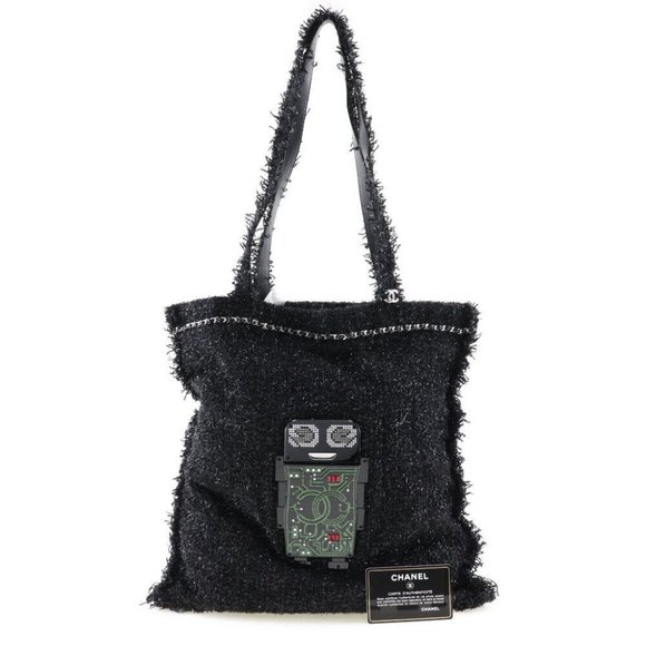 CHANEL robot Tote Bag COCO Mark Black / SilverHardware tweed unisex - Picture 10 of 10